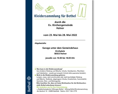 Kleidersammlung für Bethel 23. - 28. Mai